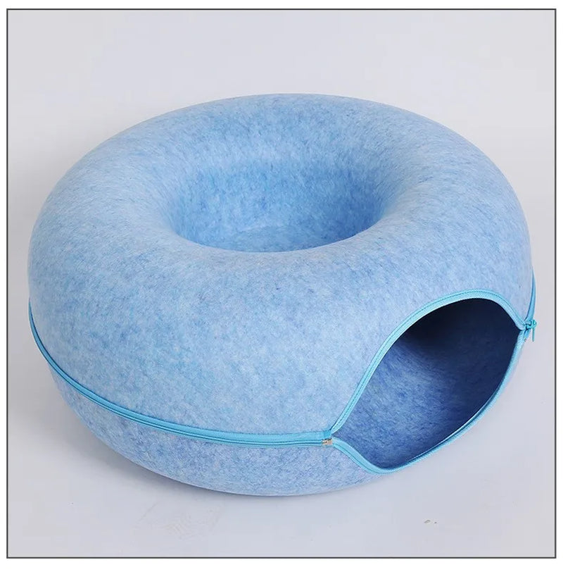 🐾 Interactive Donut Cat Bed with Tunnel – Playful & Cozy Hideout for Cats