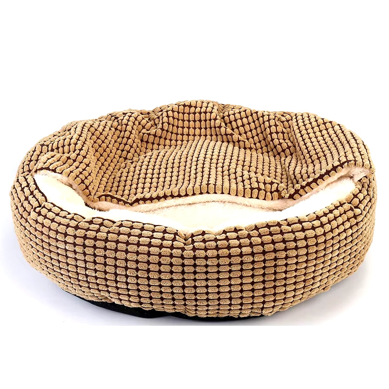 Premium Orthopedic Hooded Dog Bed - Fluffy Round Donut Cuddler for Anxiety Relief, Washable, Soft, and Nonslip Pet Cave