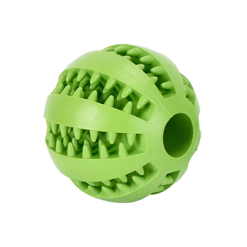Interactive Rubber Dog Toy Ball – Chew, Treat, & Tooth Cleaning Fun! 🐶🎾