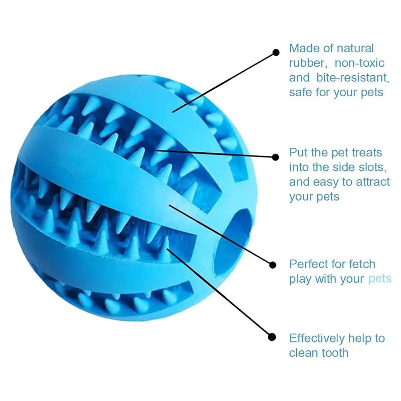 Interactive Rubber Dog Toy Ball – Chew, Treat, & Tooth Cleaning Fun! 🐶🎾