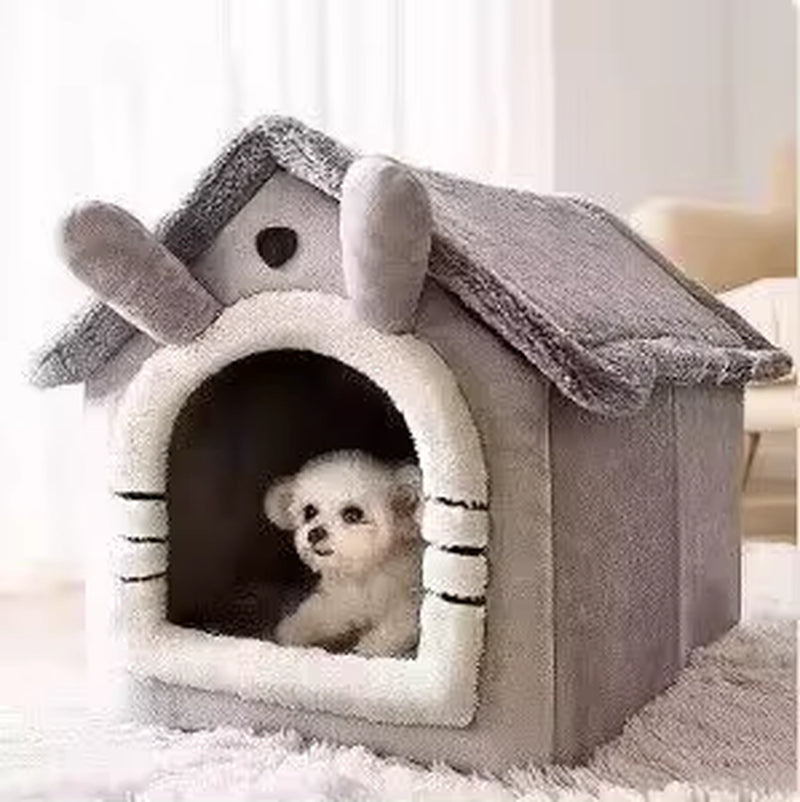🐶 Indoor Warm Dog House – Soft Pet Bed Tent with Removable Cushion | Cozy Kennel for Small, Medium & Large Pets