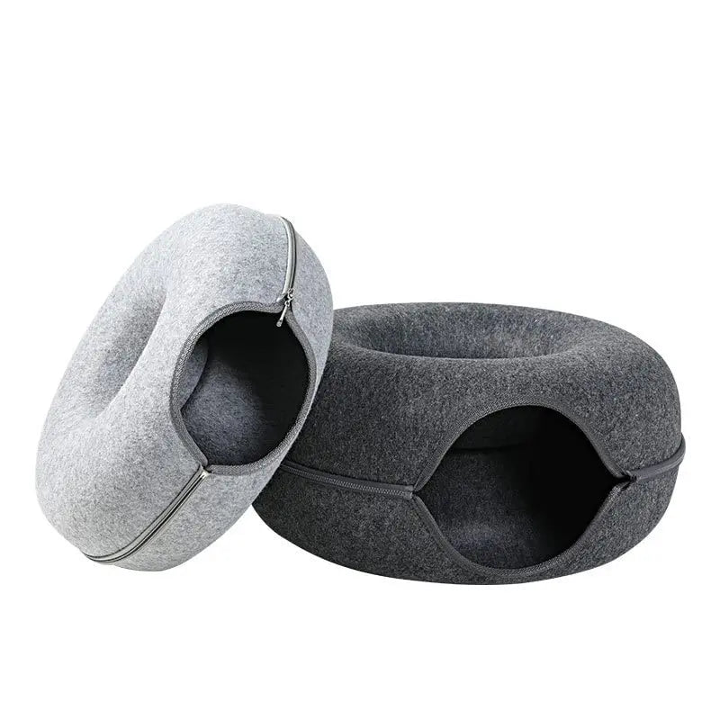 🐾 Interactive Donut Cat Bed with Tunnel – Playful & Cozy Hideout for Cats