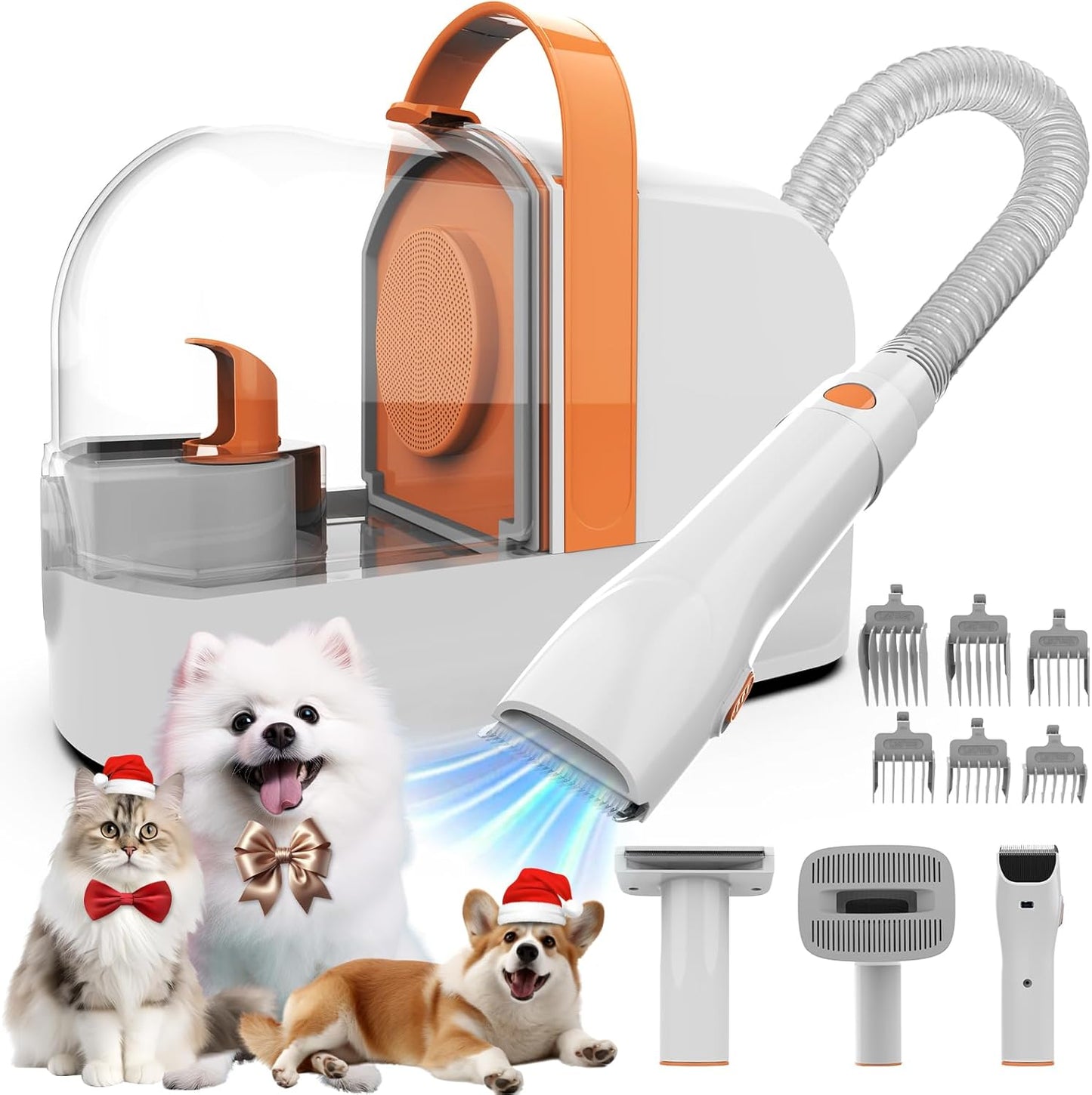 Dog Grooming Vacuum & Shedding Kit – 12,000Pa Powerful Pet Hair Suction & Clippers