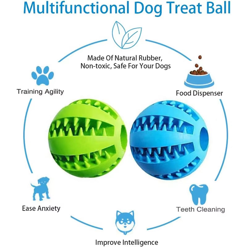 Interactive Rubber Dog Toy Ball – Chew, Treat, & Tooth Cleaning Fun! 🐶🎾