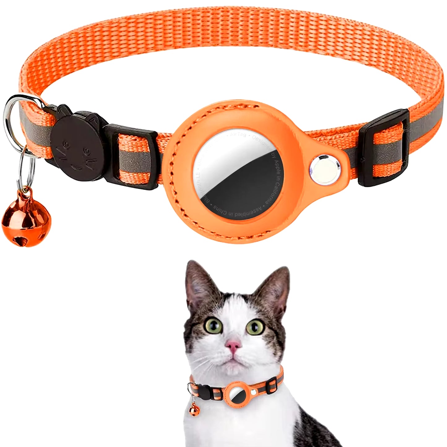 🐾 Breakaway Reflective Cat Collar with AirTag Holder – Keep Your Feline Safe & Easy to Track!