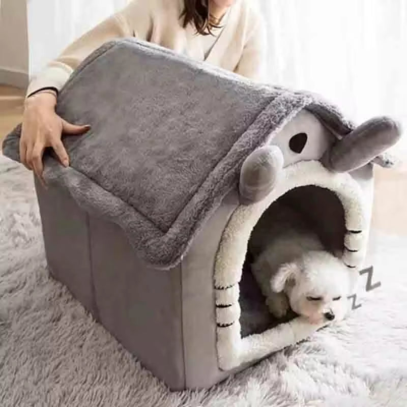 🐶 Indoor Warm Dog House – Soft Pet Bed Tent with Removable Cushion | Cozy Kennel for Small, Medium & Large Pets
