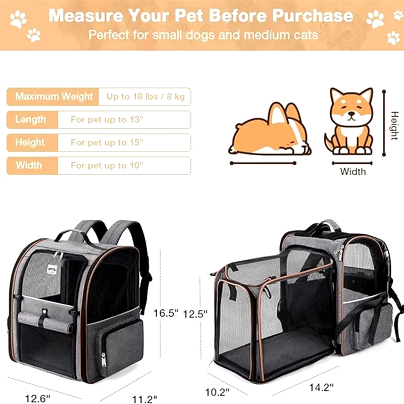 Luxury Expandable Pet Backpack - Stylish & Breathable Carrier for Cats & Small Dogs 🎒🐾
