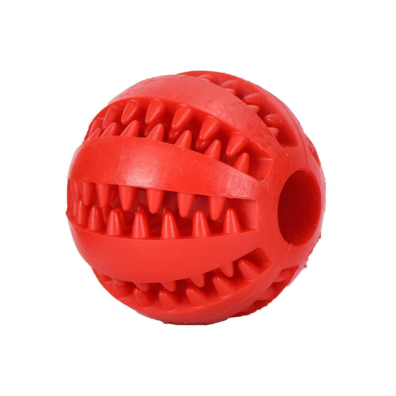 Interactive Rubber Dog Toy Ball – Chew, Treat, & Tooth Cleaning Fun! 🐶🎾
