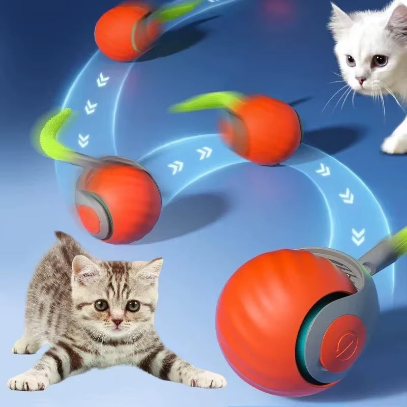 🐾 Smart Electric Cat Toy Ball – Interactive Feather Teaser with Automatic Rolling & Intelligent Motion