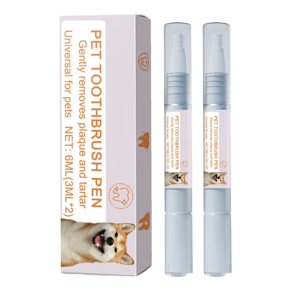 🐾 Pet Toothbrush Pen – 2-Piece Soft Bristle Dental Cleaning Tool for Dogs & Cats