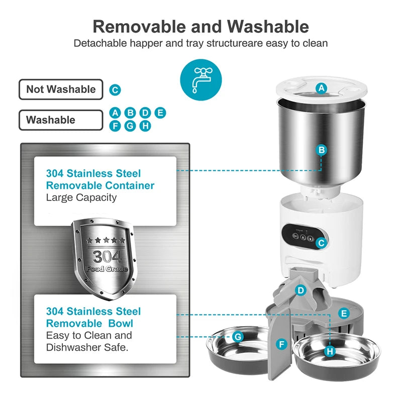 🐾 Smart Cat Feeder with APP Control – Automatic Double Meal Dispenser for Cats & Dogs