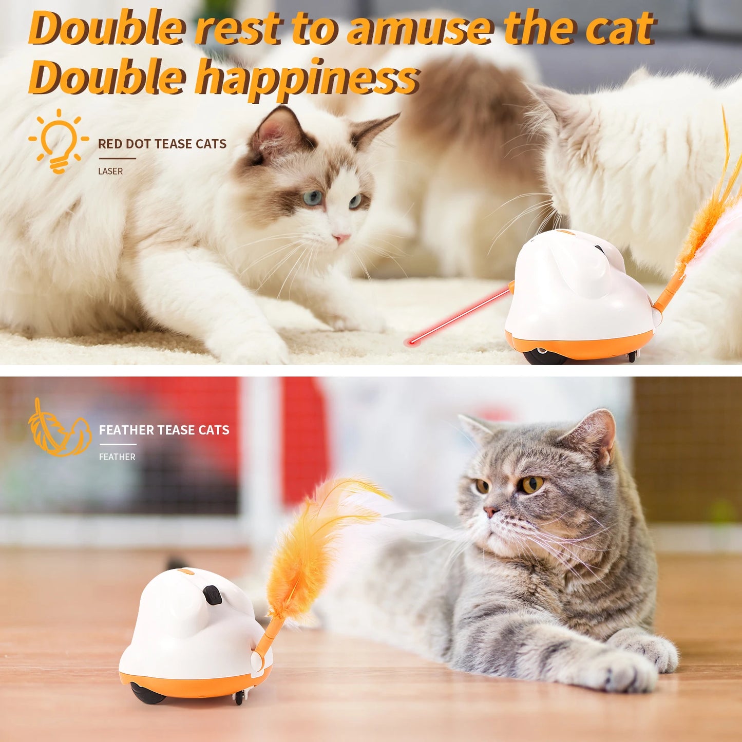 🐾 Interactive Smart Robotic Cat Toy – Automatic Feather Teaser & Self-Playing Sensor Toy