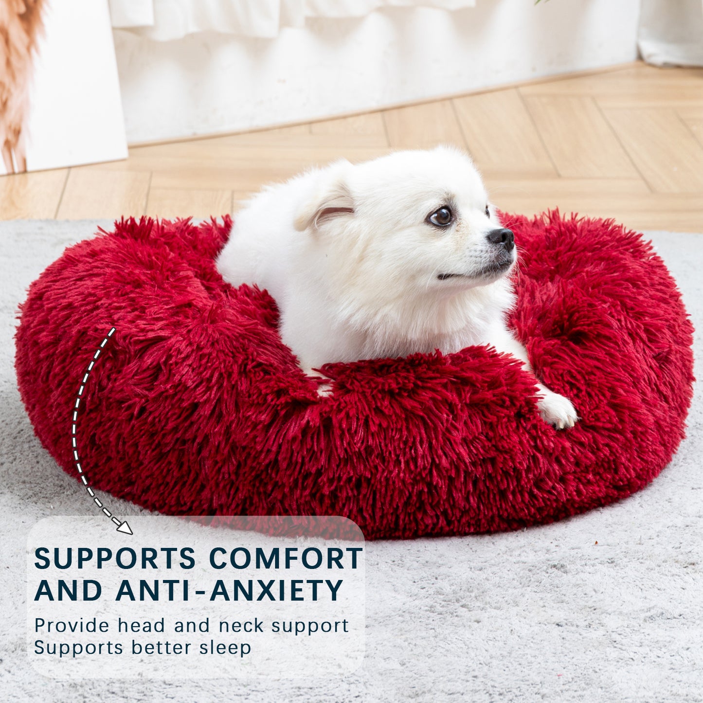 🐾 Luxury Plush Donut Dog Bed – Ultra-Soft, Calming Pet Cushion for Dogs & Cats