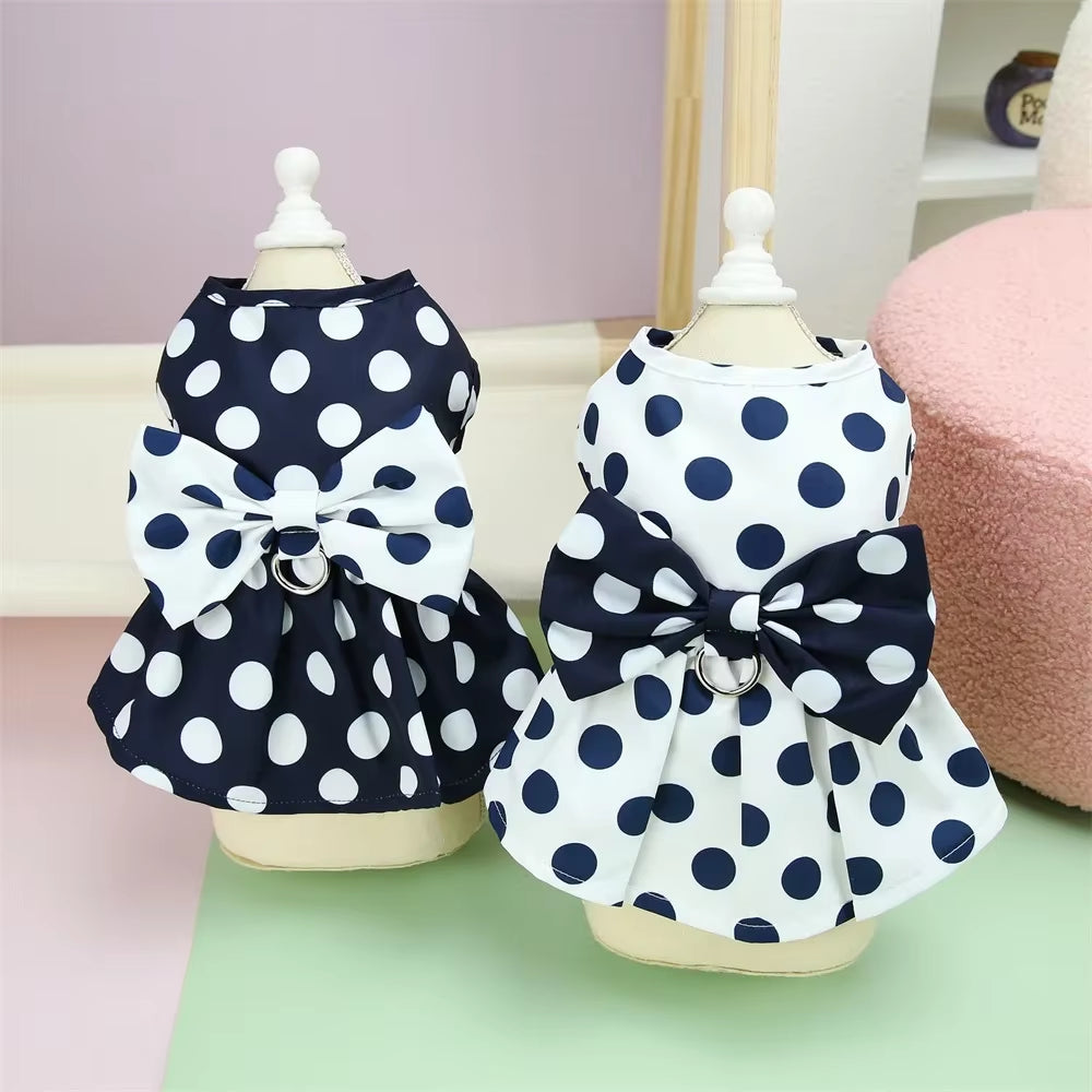 🐾 Lovely Dot Pattern Dog Dress – Princess Wedding Party Skirt for Female Dogs & Cats