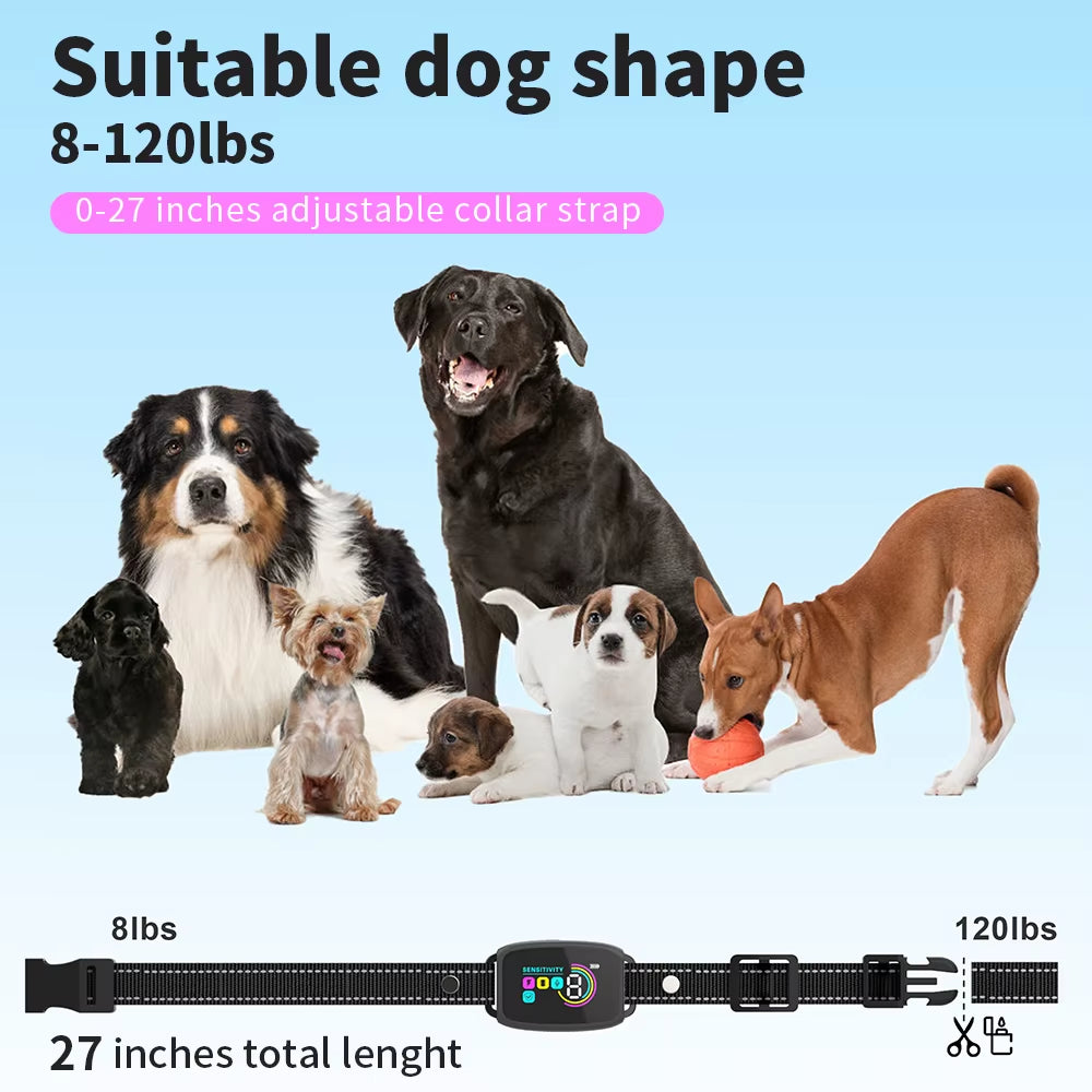 🐾 Automatic Waterproof Dog Training Collar – Adjustable Sensitivity, Vibration & Shock for Effective Bark Control