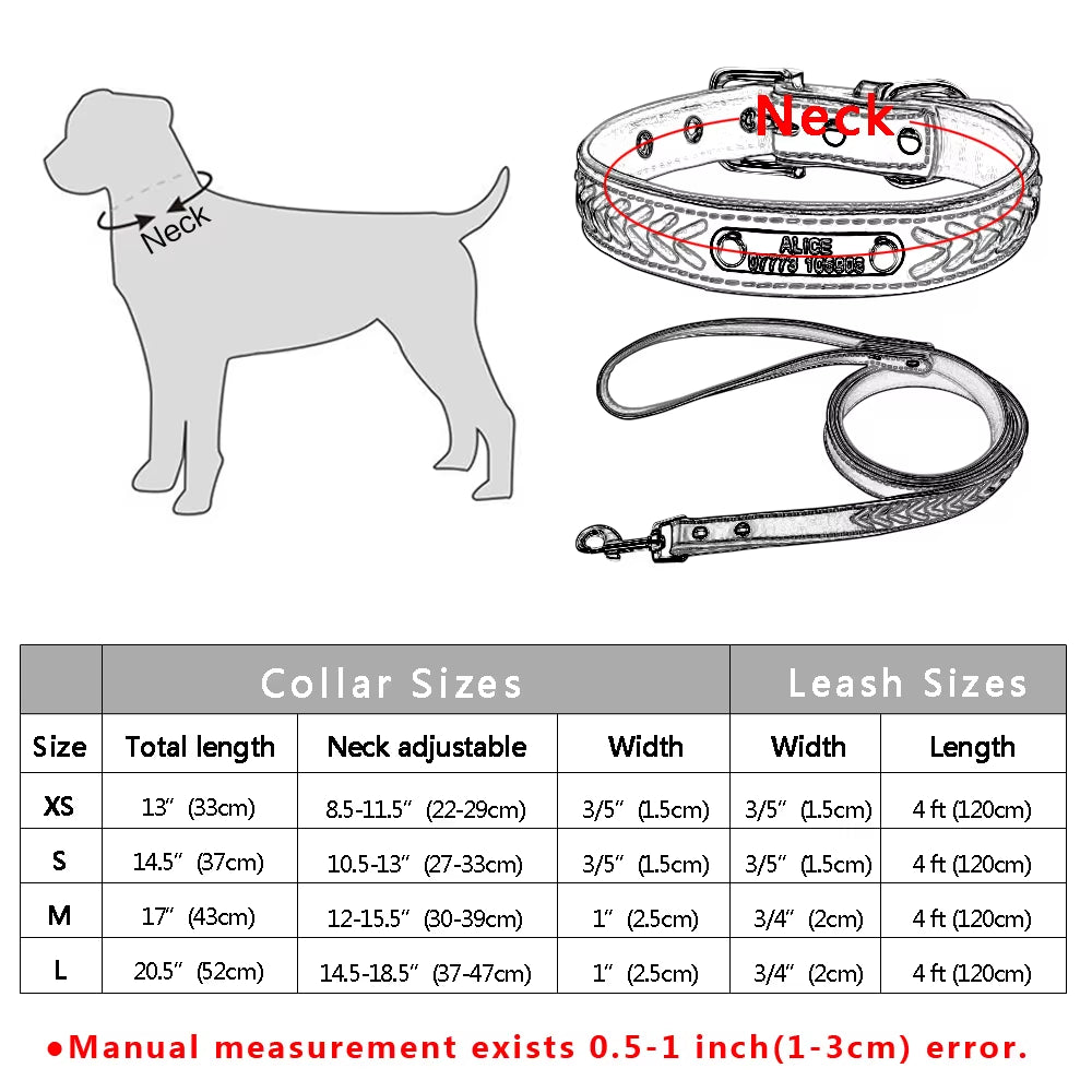🐾 Personalized Engraved Leather Dog Collar – Custom Nameplate ID Tag for Small & Medium Pets