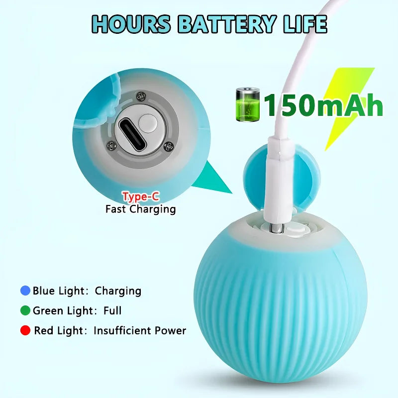 🐾 Smart Interactive Cat Ball – Automatic Rolling & Rechargeable Electronic Toy for Indoor Play