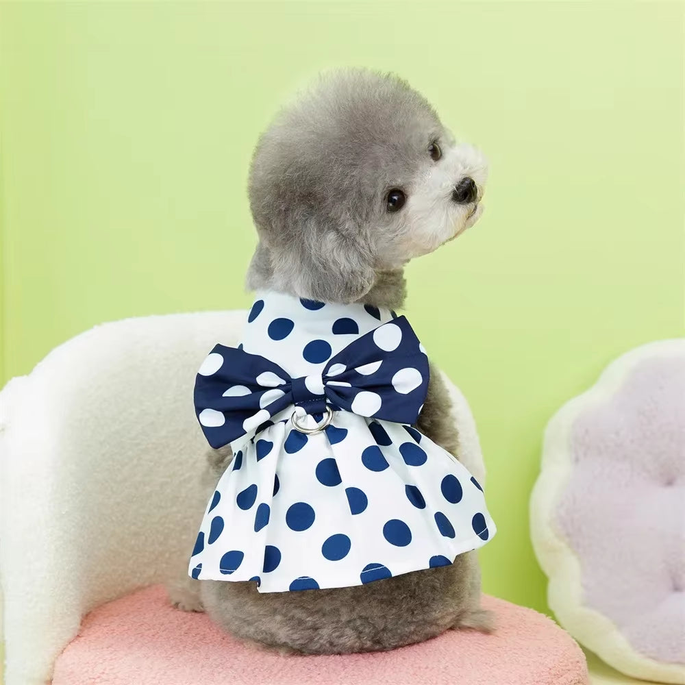 🐾 Lovely Dot Pattern Dog Dress – Princess Wedding Party Skirt for Female Dogs & Cats