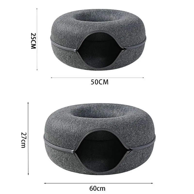🐾 Interactive Donut Cat Bed with Tunnel – Playful & Cozy Hideout for Cats