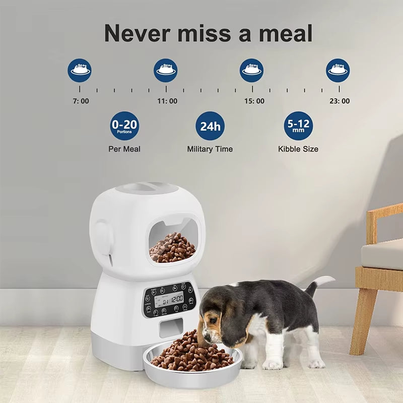 🐾 3.5L Programmable Automatic Pet Feeder – Smart Meal Scheduling & Portion Control for Cats & Dogs