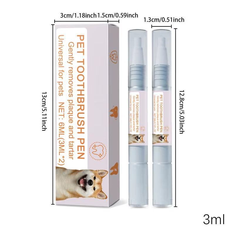 🐾 Pet Toothbrush Pen – 2-Piece Soft Bristle Dental Cleaning Tool for Dogs & Cats