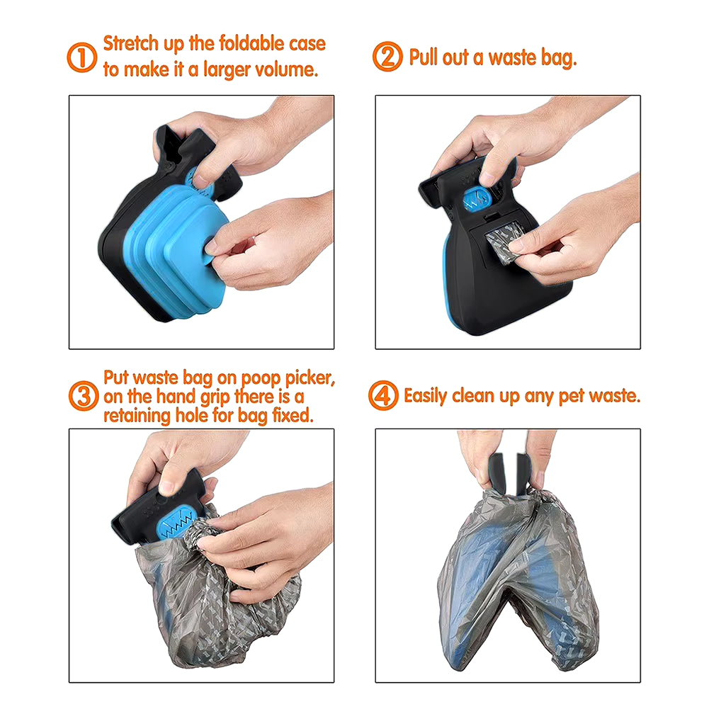 🐾 Foldable Dog Poop Scooper with Bag Dispenser – Hassle-Free Waste Cleanup!