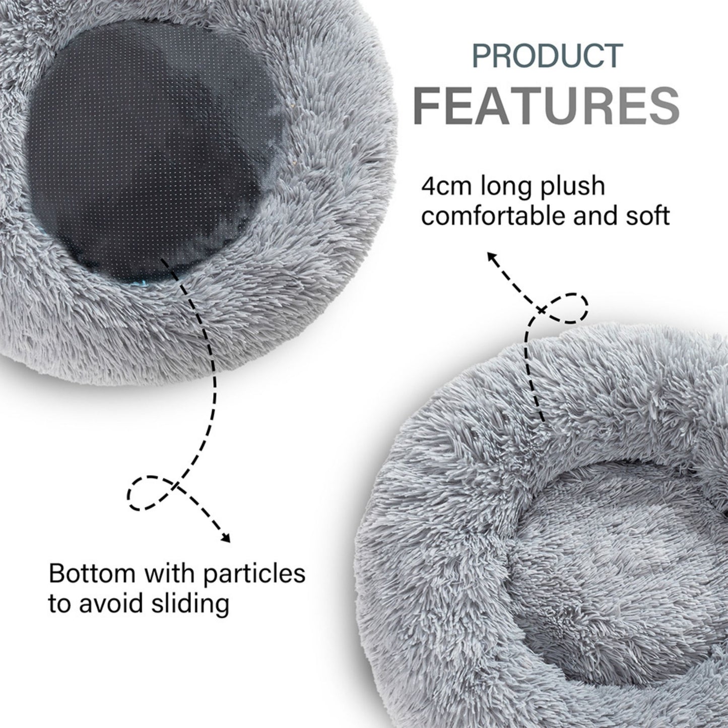 🐾 Luxury Plush Donut Dog Bed – Ultra-Soft, Calming Pet Cushion for Dogs & Cats