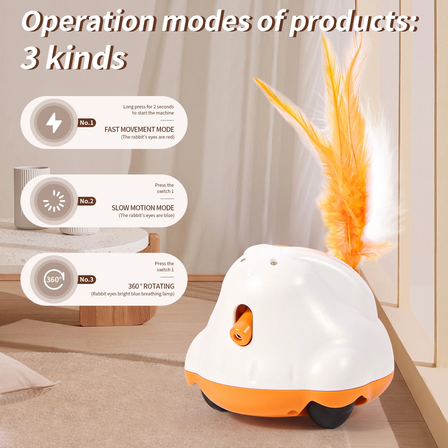 🐾 Interactive Smart Robotic Cat Toy – Automatic Feather Teaser & Self-Playing Sensor Toy