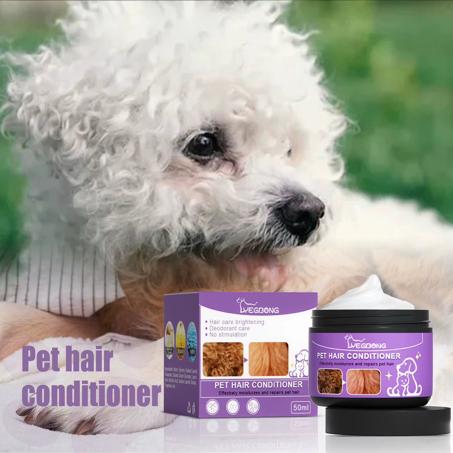🐾 Pet Hair Conditioner – Gentle, Multifunctional Coat Care for Dogs & Cats (50m
