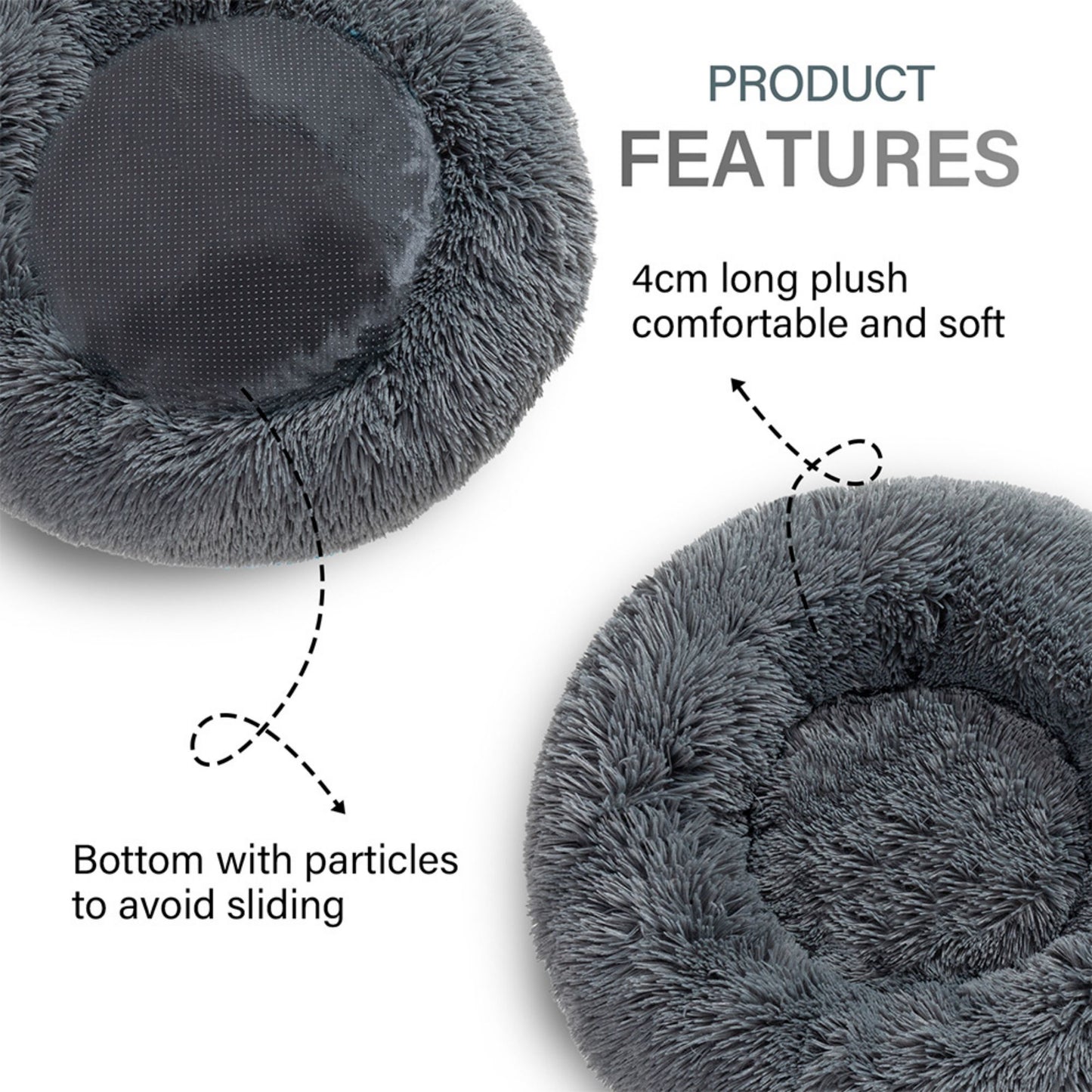 🐾 Luxury Plush Donut Dog Bed – Ultra-Soft, Calming Pet Cushion for Dogs & Cats