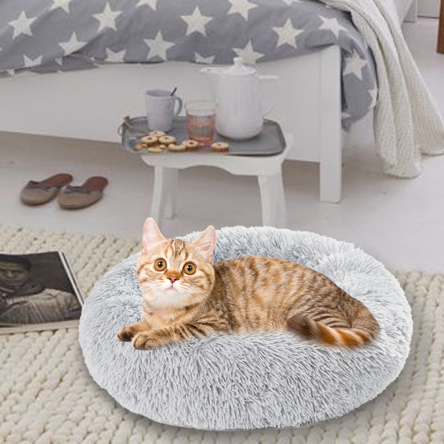 🐾 Luxury Plush Donut Dog Bed – Ultra-Soft, Calming Pet Cushion for Dogs & Cats