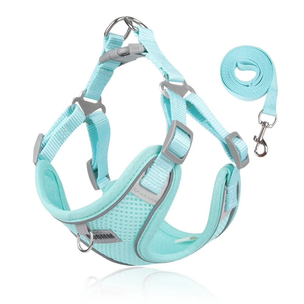Reflective Dog Harness & Leash Set – Comfortable, Secure & Stylish for Small to Medium Pets 🐶🐾 Chest Strap Vest for Safe Outdoor Walks