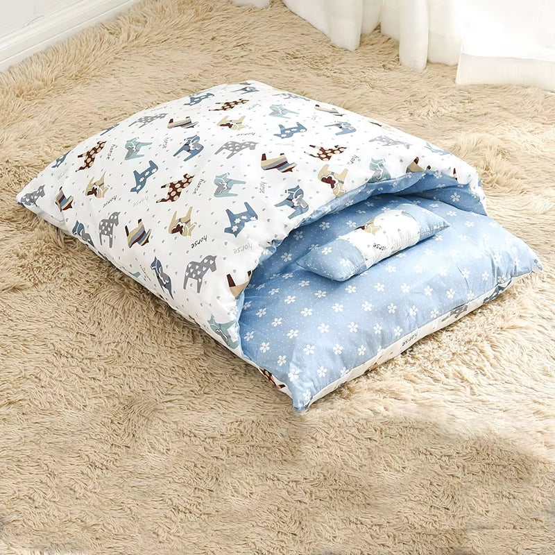 🐾 Removable Winter Warm Pet Bed – 2-in-1 Sleeping Bag, Sofa Mat & Kennel Cushion for Dogs & Cats