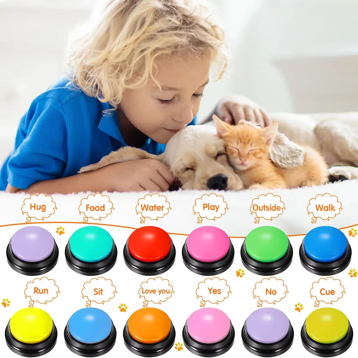🐾 Funny Recordable Dog Talking Buttons – Interactive Communication Training Toy for Pet