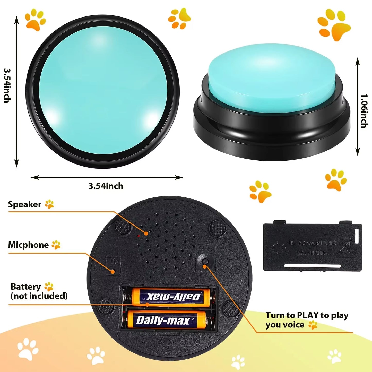 🐾 Funny Recordable Dog Talking Buttons – Interactive Communication Training Toy for Pet