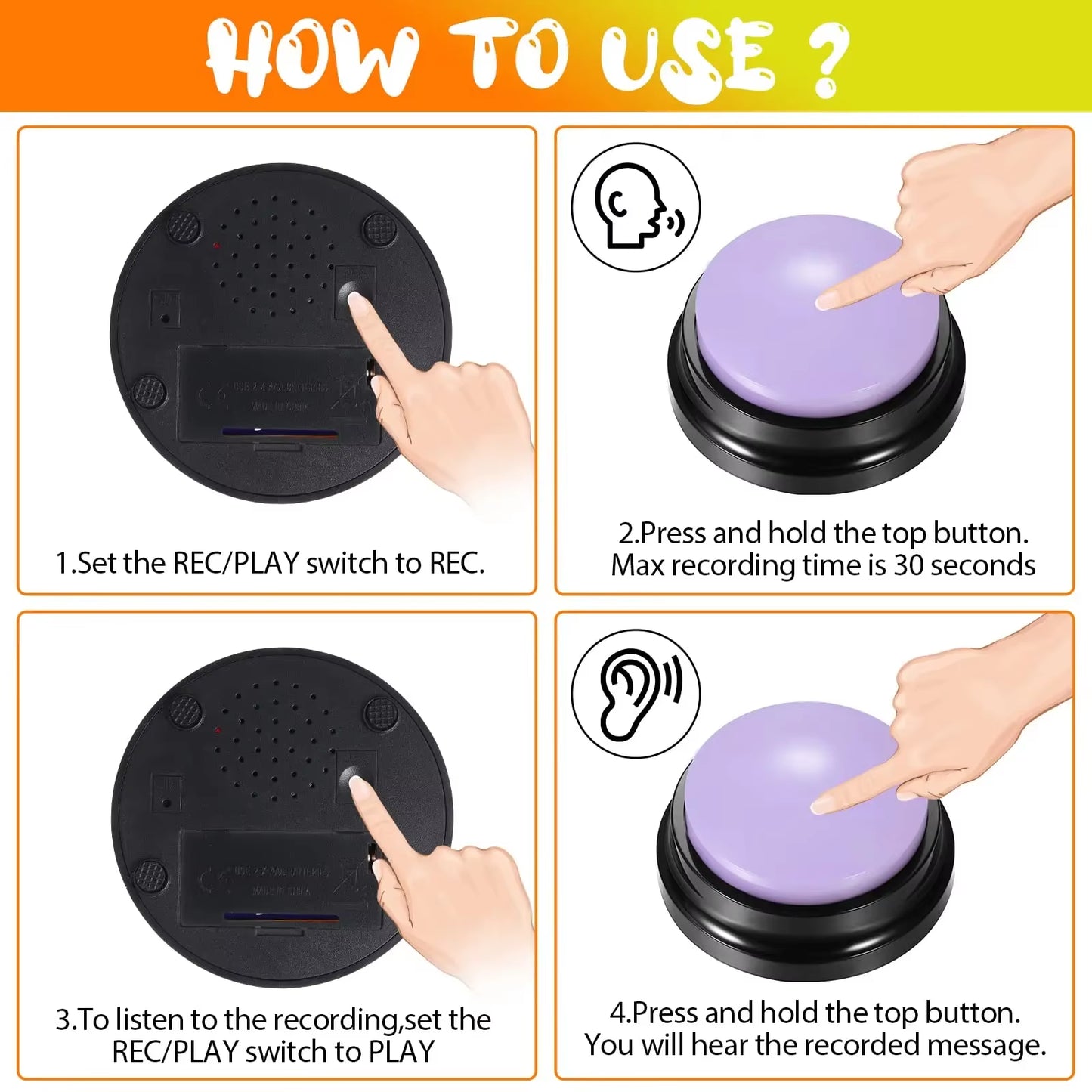 🐾 Funny Recordable Dog Talking Buttons – Interactive Communication Training Toy for Pet