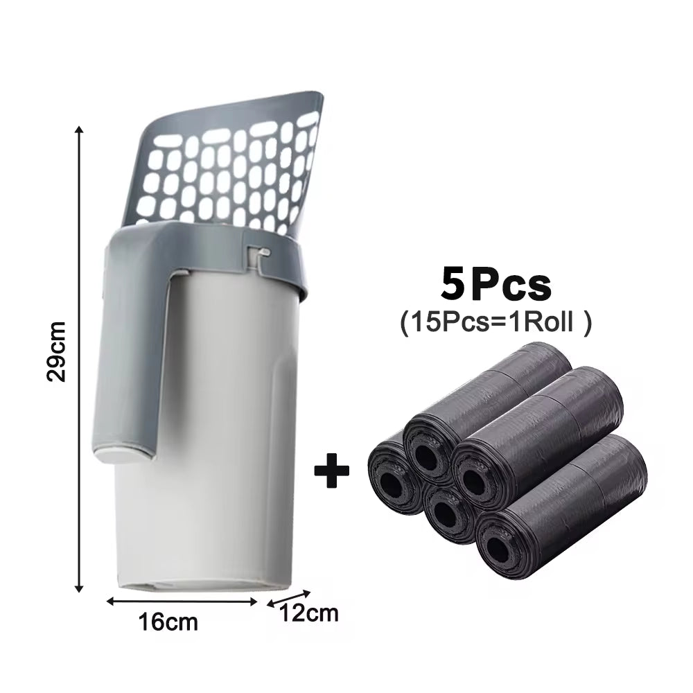 🐾 Cat Litter Scoop with Built-in Waste Bag Holder – Large Capacity, Portable & Easy-to-Clean!