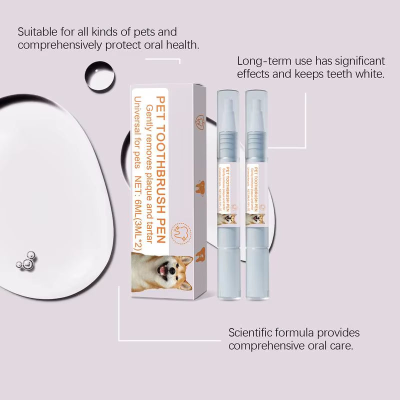 🐾 Pet Toothbrush Pen – 2-Piece Soft Bristle Dental Cleaning Tool for Dogs & Cats