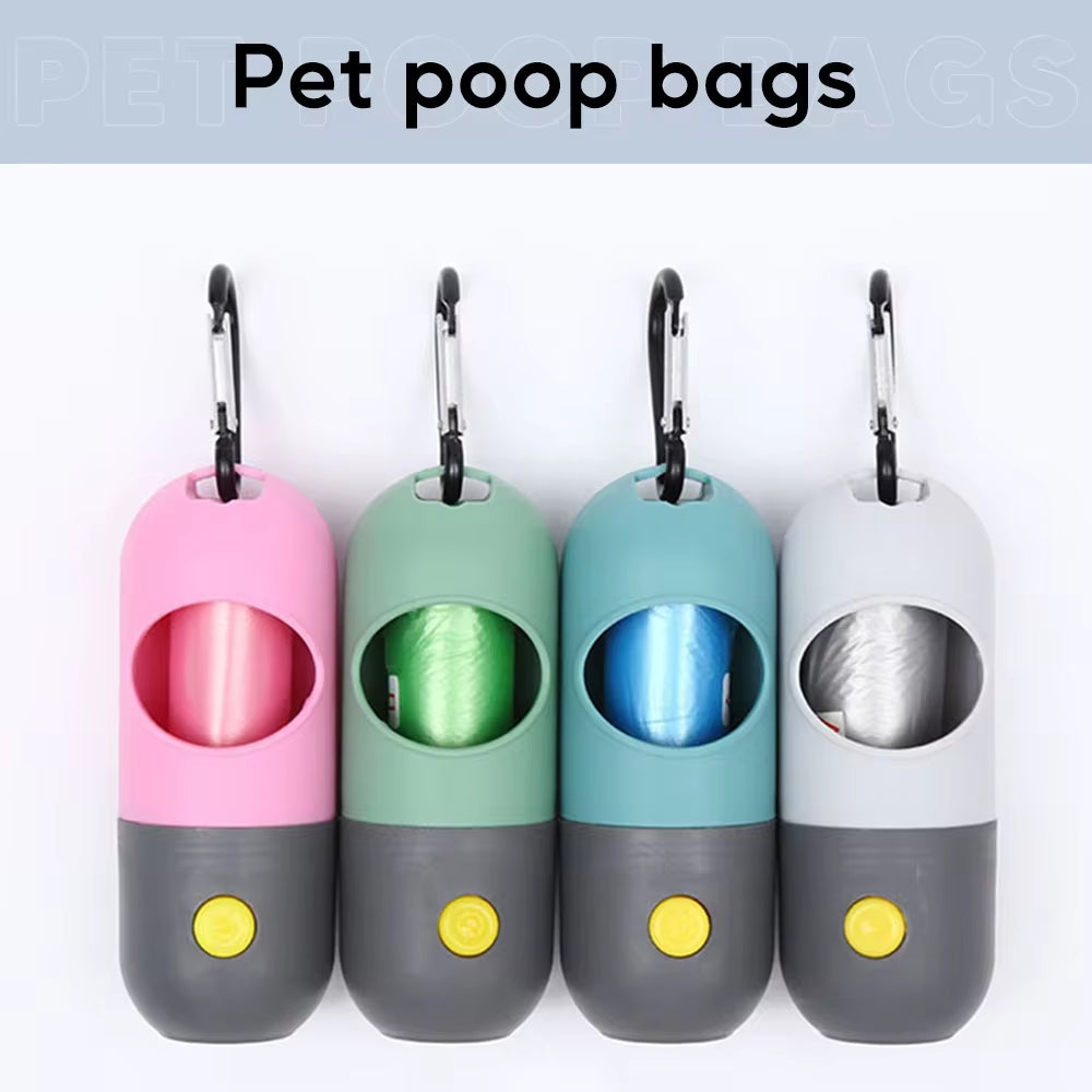 LED Light Dog Poop Bag Dispenser – Portable, Degradable Waste Bags for Easy Cleanup