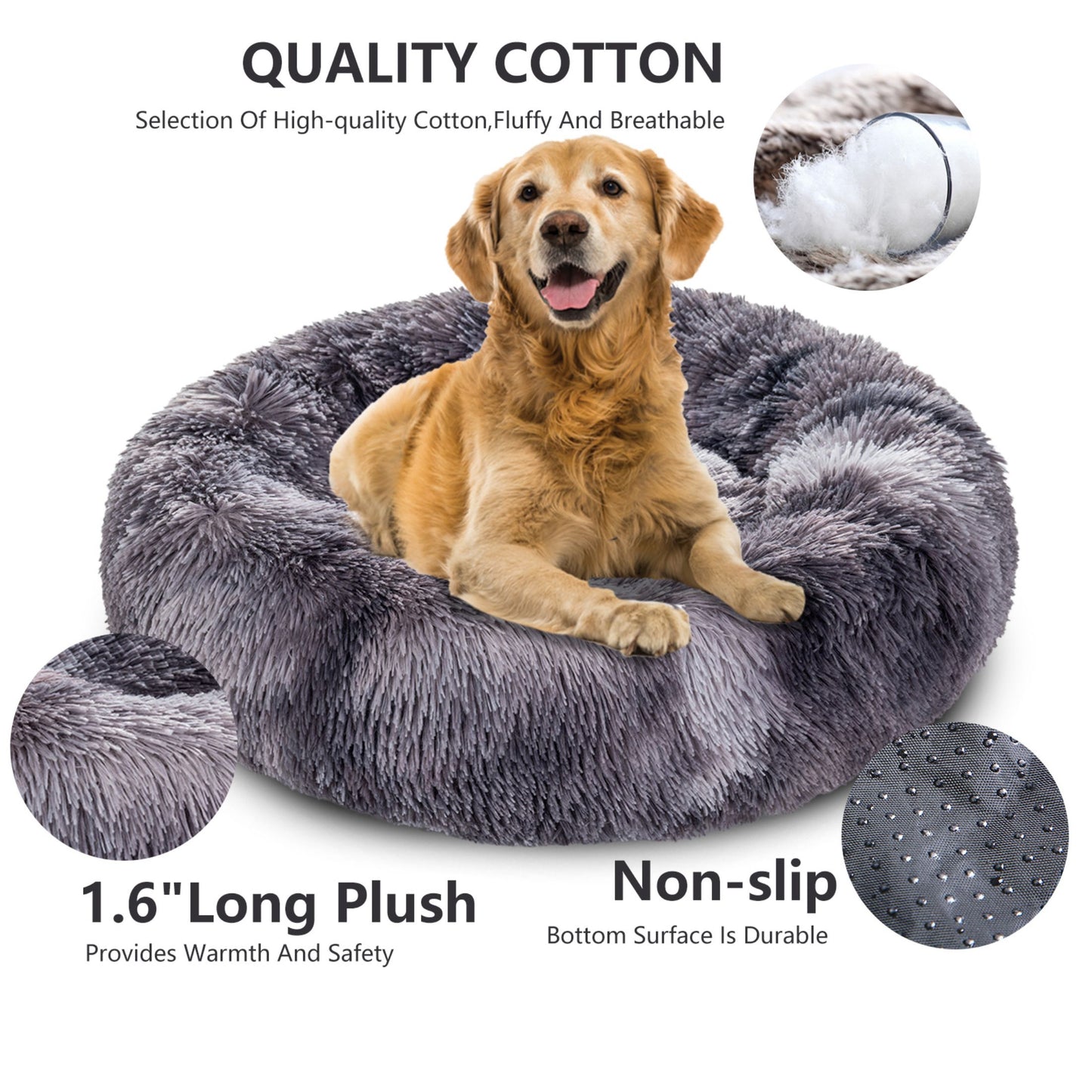 🐾 Luxury Plush Donut Dog Bed – Ultra-Soft, Calming Pet Cushion for Dogs & Cats