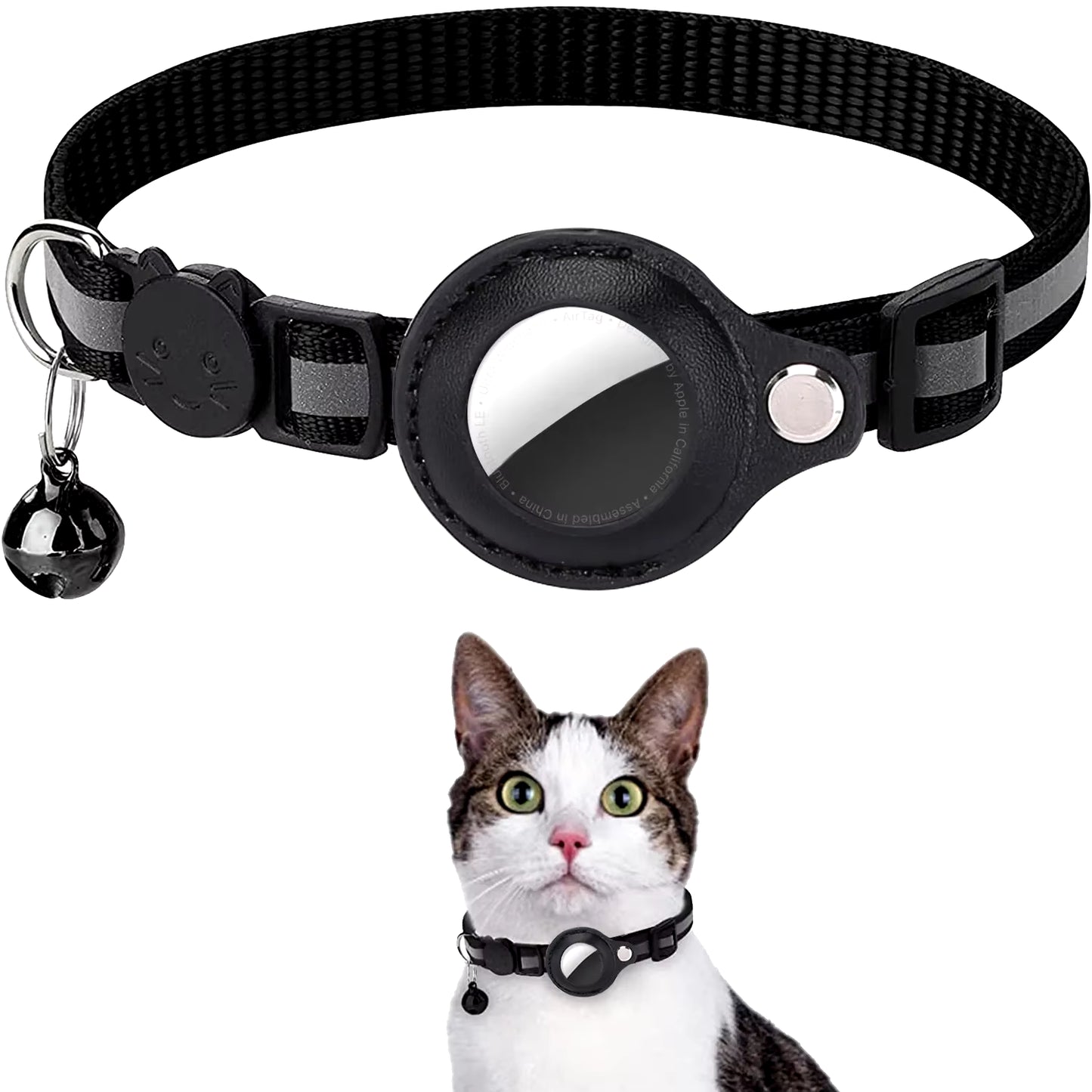 🐾 Breakaway Reflective Cat Collar with AirTag Holder – Keep Your Feline Safe & Easy to Track!