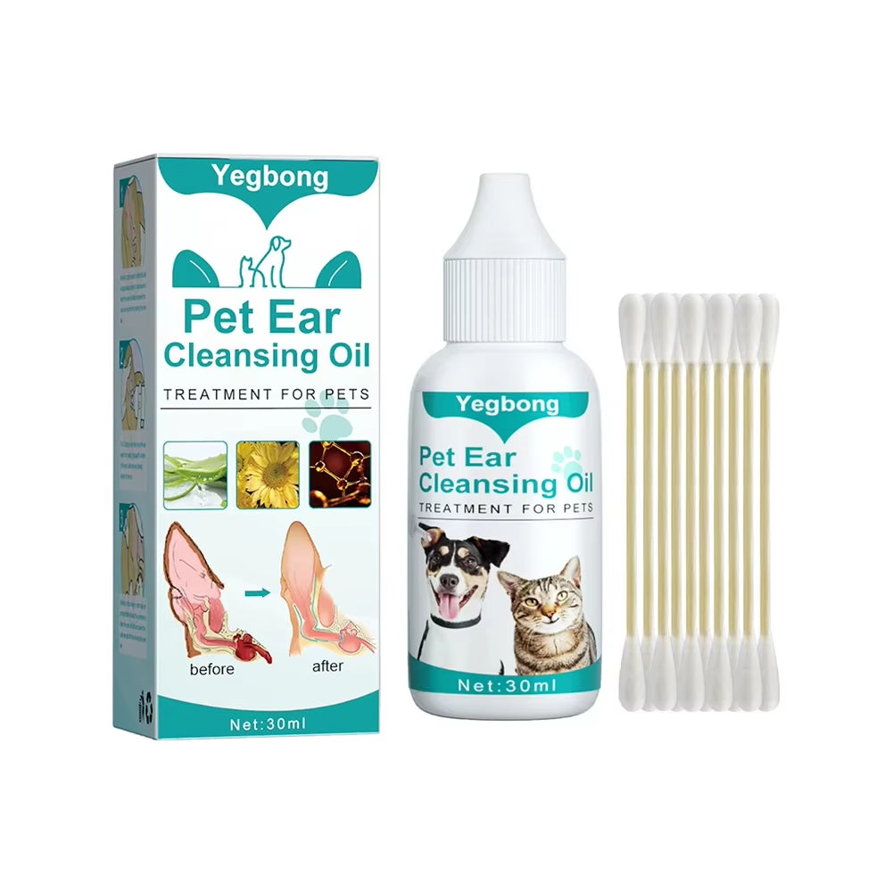 🐾 30ml Dog & Cat Ear Cleaning Oil – Natural Mite & Tick Remover with Deodorizing Formula