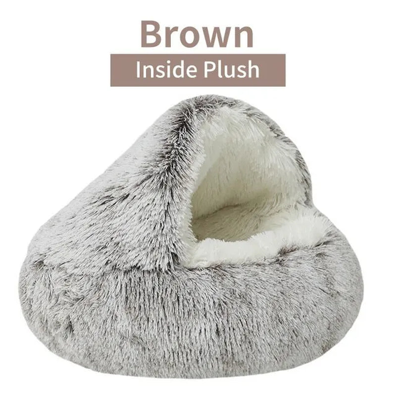 🐾 Luxury Soft Plush Round Pet Bed – 2-in-1 Cozy Nest with Removable Cover for Cats & Small Dogs