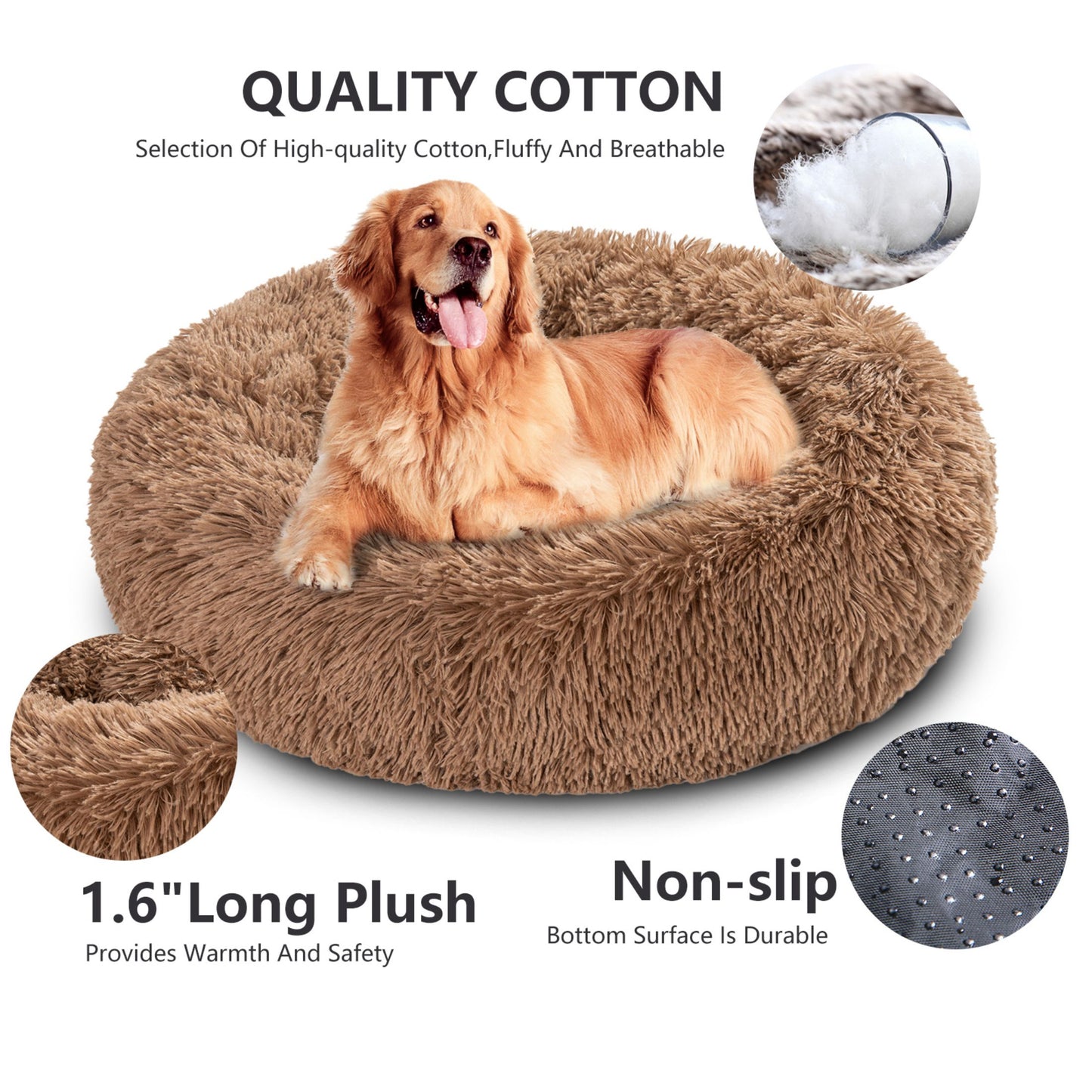 🐾 Luxury Plush Donut Dog Bed – Ultra-Soft, Calming Pet Cushion for Dogs & Cats