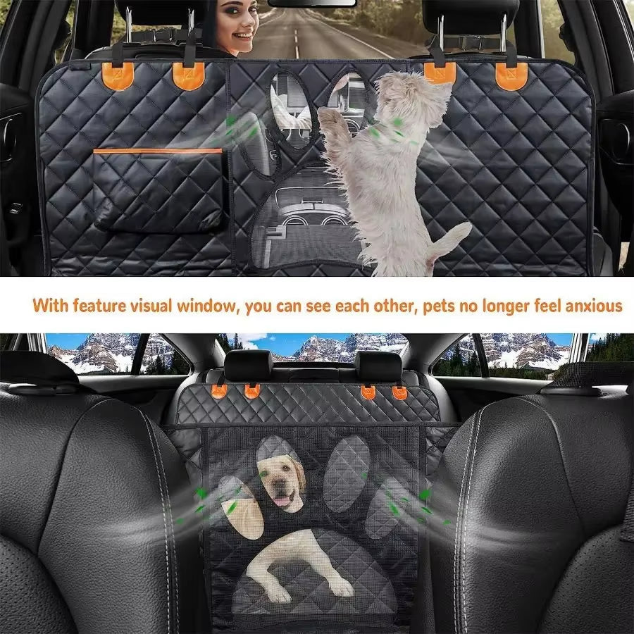Waterproof Dog Car Seat Cover – Hammock-Style Back Seat Protector with Mesh Window & Side Zippers 🚗🐶