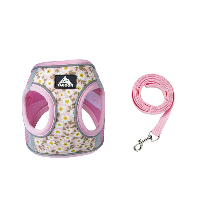 🐾 Breathable Mesh Cat & Dog Harness with Leash – Comfortable & Secure for Small Petsg