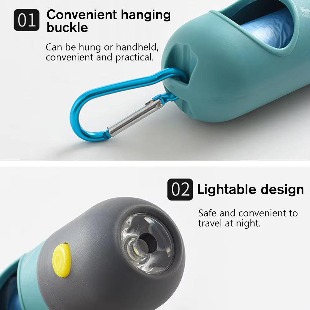 LED Light Dog Poop Bag Dispenser – Portable, Degradable Waste Bags for Easy Cleanup