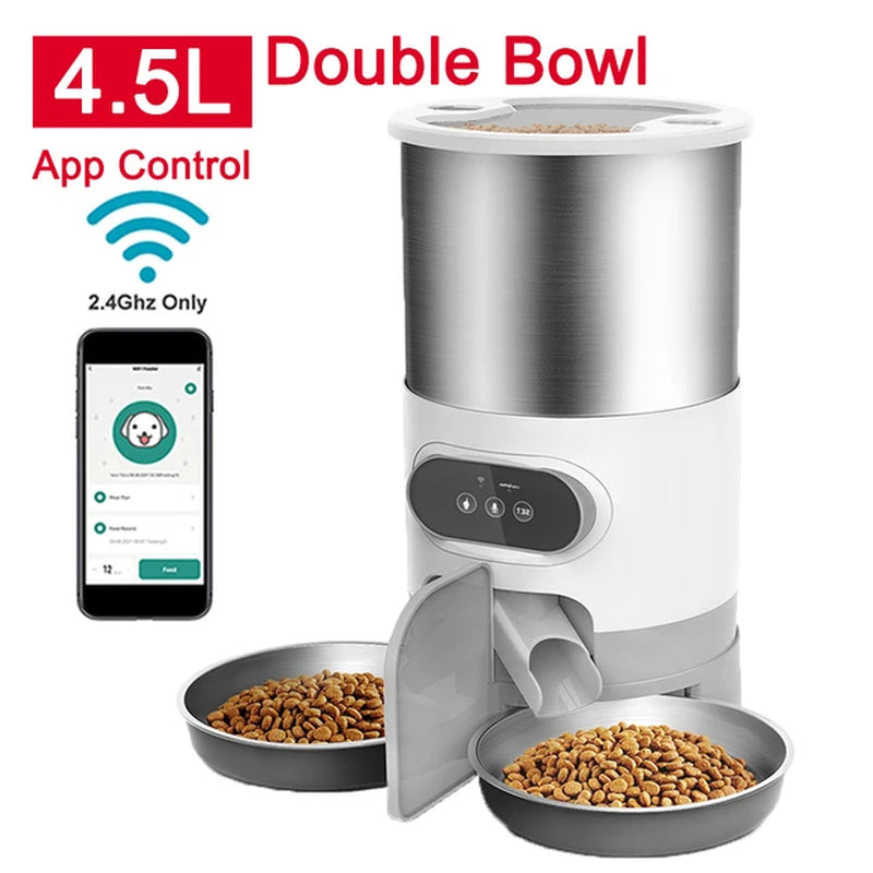 🐾 Smart Cat Feeder with APP Control – Automatic Double Meal Dispenser for Cats & Dogs