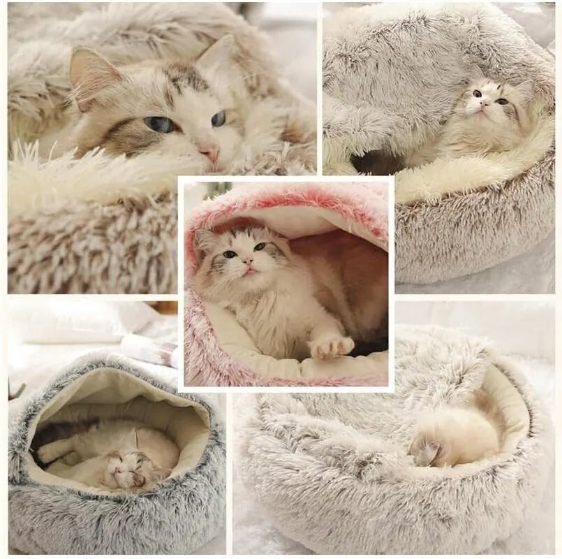 🐾 Luxury Soft Plush Round Pet Bed – 2-in-1 Cozy Nest with Removable Cover for Cats & Small Dogs