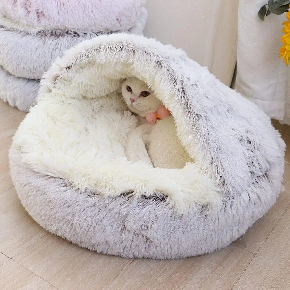 🐾 Luxury Soft Plush Round Pet Bed – 2-in-1 Cozy Nest with Removable Cover for Cats & Small Dogs